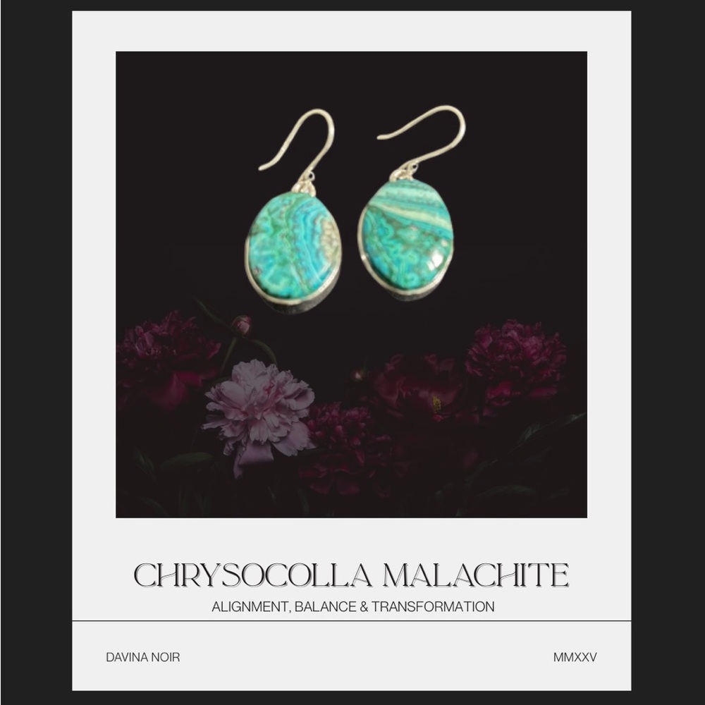 Chrysocolla Malachite 925 Sterling Silver Earrings